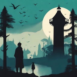 Create a book cover in the style of Terry Pratchett's fantasy novels