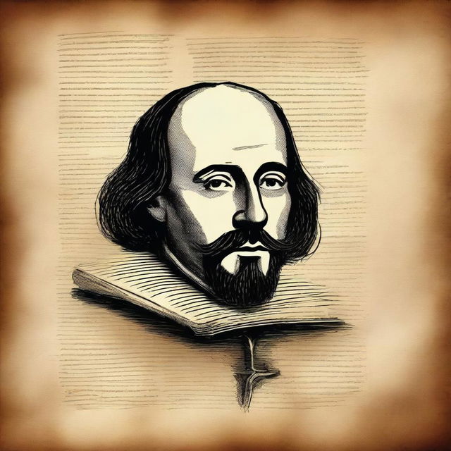 A cover page for an English project featuring a portrait of William Shakespeare