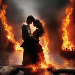 Create a book cover titled 'Fires of Love, Waters of War'