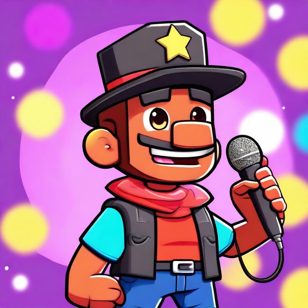 Create a Brawl Stars character named Freddy, who is a karaoke boy