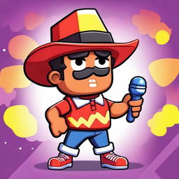 Create a Brawl Stars character named Freddy, who is a karaoke boy