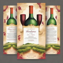 Create a vibrant and eye-catching 43 x 63 poster for the MONTERREI wine fair in a Baroque style