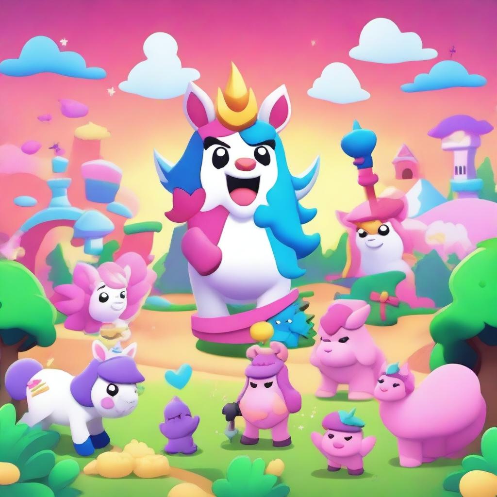 Create a Brawl Stars loading screen themed around the Year of the Unicorn