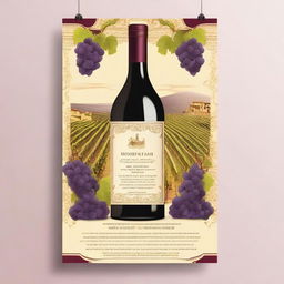 Create a vibrant and eye-catching 43 x 63 poster for the Monterrei wine fair in a Baroque style