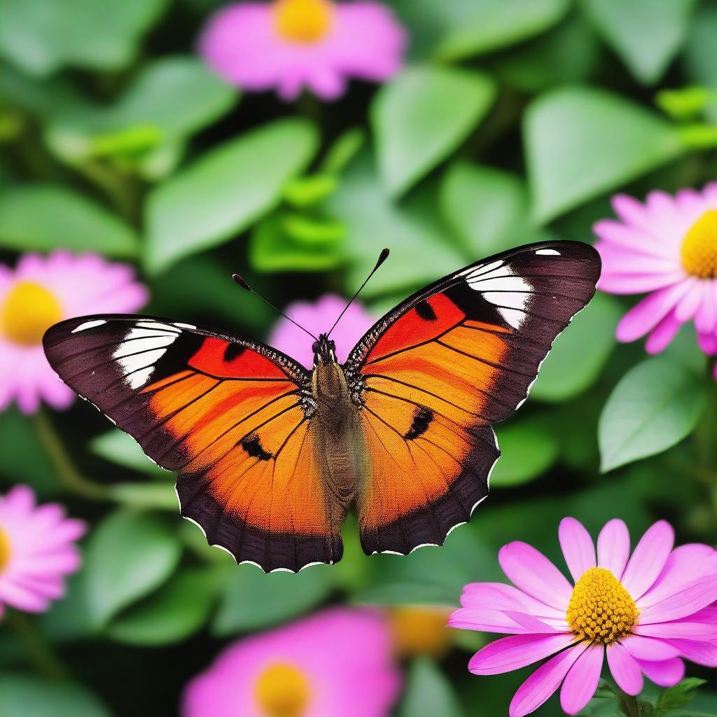 A realistic butterfly in its natural habitat, captured in high-definition nature photography