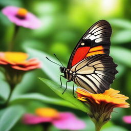 A realistic butterfly in its natural habitat, captured in high-definition nature photography