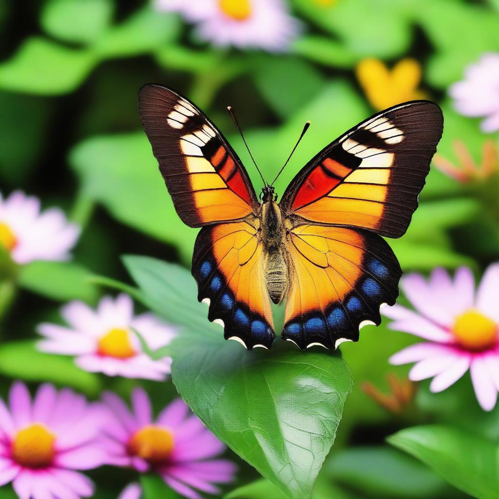 A realistic butterfly in its natural habitat, captured in high-definition nature photography