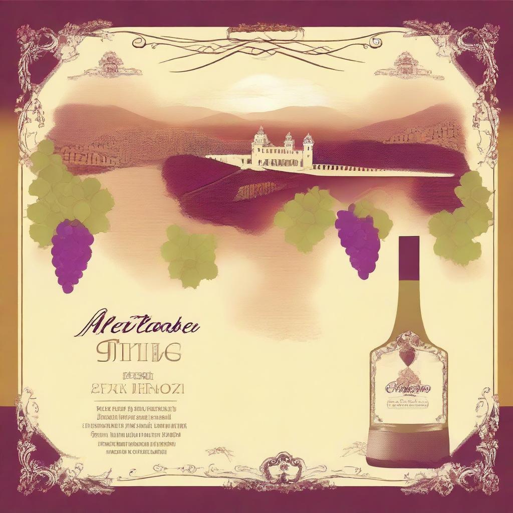 Create a vibrant and eye-catching 43 x 63 poster for the Monterrey wine fair in a Baroque style