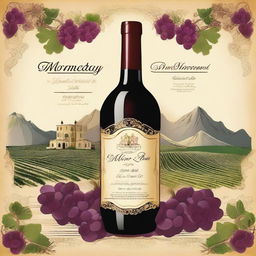 Create a vibrant and eye-catching 43 x 63 poster for the Monterrey wine fair in a Baroque style