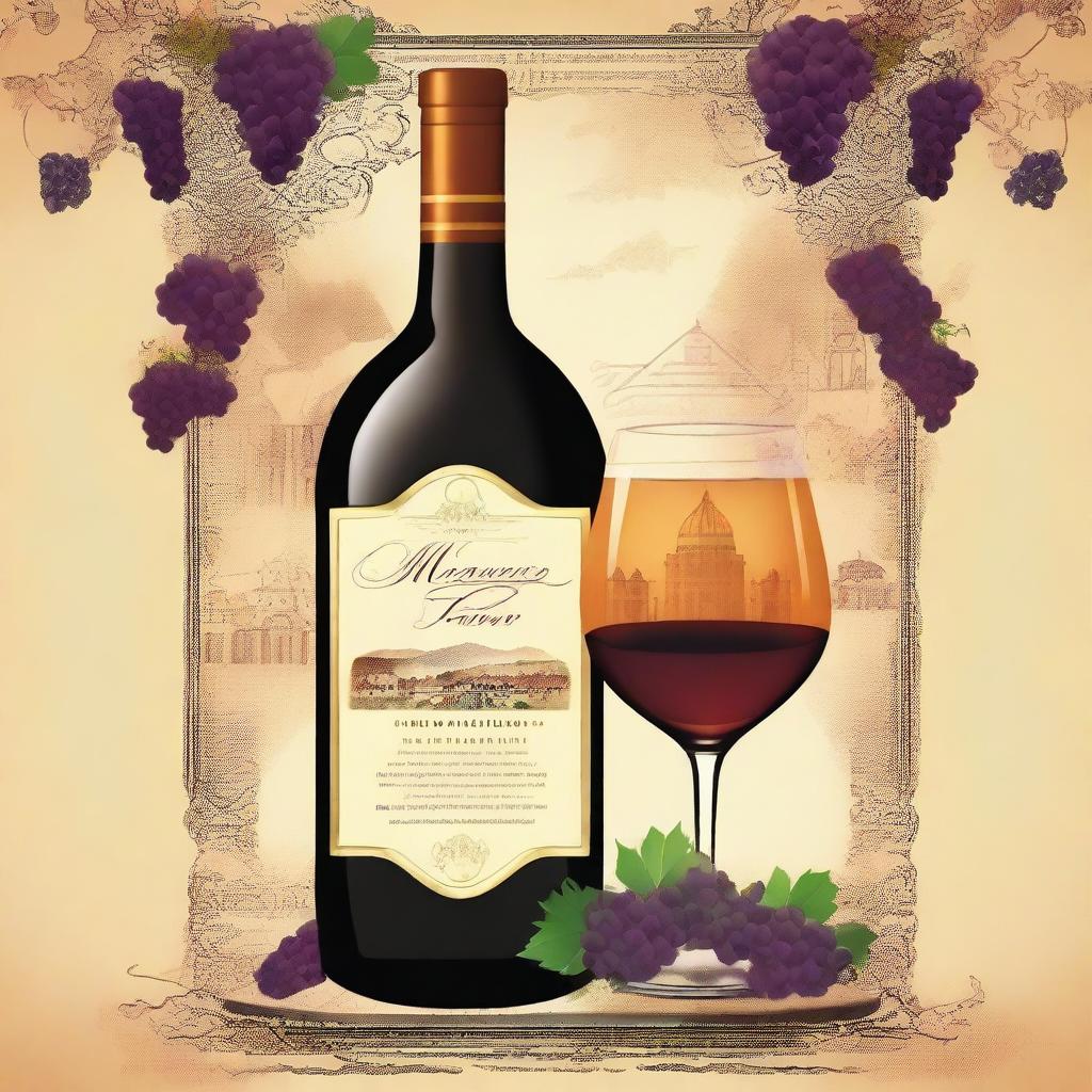 Create a vibrant and eye-catching 43 x 63 poster for the Monterrey wine fair in a Baroque style