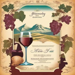 Create a vibrant and eye-catching 43 x 63 poster for the Monterrey wine fair in a Baroque style