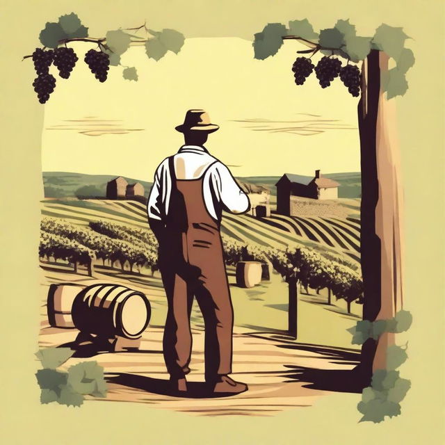 Create an image featuring a person cultivating wine