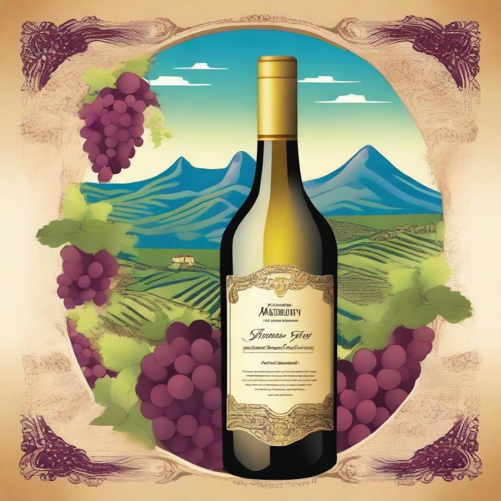 Create a vibrant and eye-catching 43 x 63 poster for the Monterrey wine fair in a Baroque style