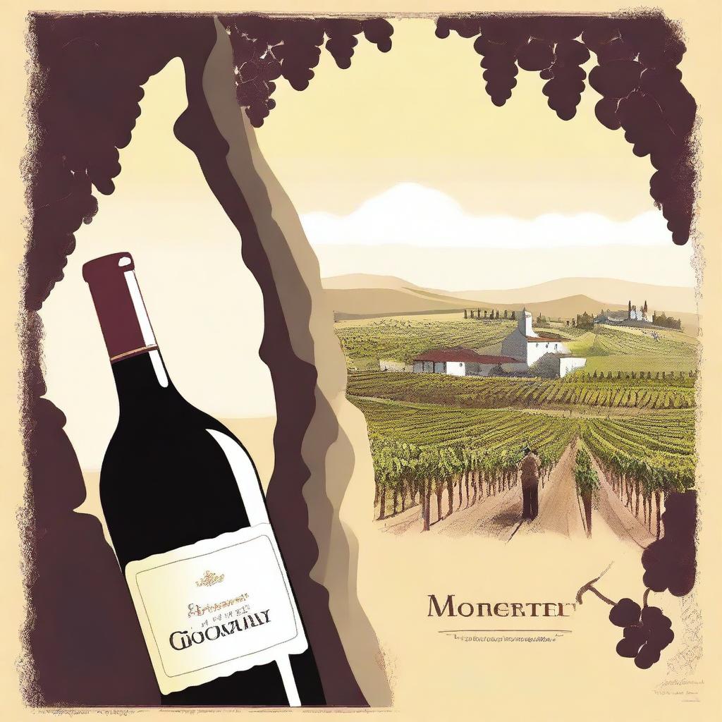 Create an image featuring a person holding a bottle of wine labeled "Monterrey"