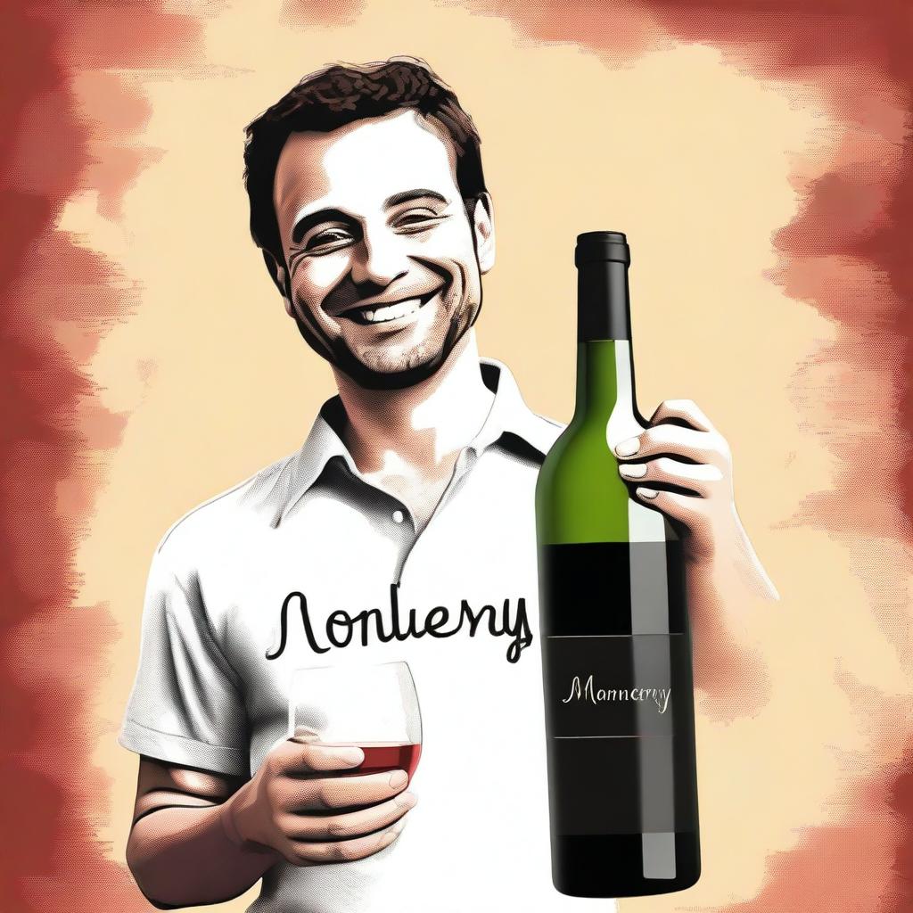 Create an image featuring a person holding a bottle of wine labeled 'Monterrey'