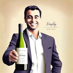 Create an image featuring a person holding a bottle of wine labeled 'Monterrey'