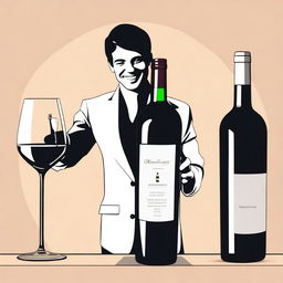 Create an image featuring a person holding a bottle of wine labeled 'Monterrey'