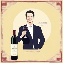 Create an image featuring a person holding a bottle of wine labeled 'Monterrey'