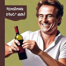 Create an image featuring a person holding a bottle of wine labeled 'Monterrey'