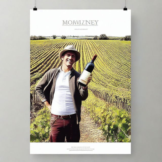 Create an image featuring a person holding a bottle of wine labeled 'Monterrey'