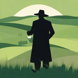 Create an image featuring a shadowy figure holding a cup of wine labeled 'Monterrey'