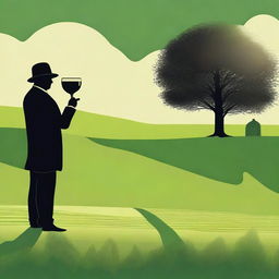 Create an image featuring a shadowy figure holding a cup of wine labeled 'Monterrey'