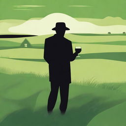 Create an image featuring a shadowy figure holding a cup of wine labeled 'Monterrey'