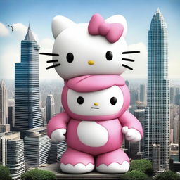 Create a realistic image of Hello Kitty combined with King Kong