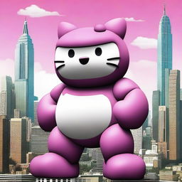 Create a realistic image of Hello Kitty combined with King Kong