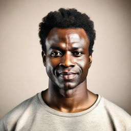 A portrait of a Black man with a confident expression, wearing casual clothing