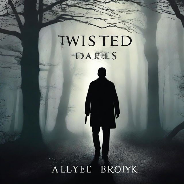 A captivating thriller book cover featuring the title 'Twisted Dares'