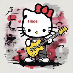 A unique fusion of Hello Kitty and Nirvana, featuring Hello Kitty dressed in grunge attire inspired by Nirvana