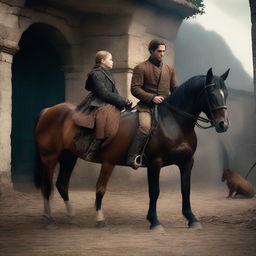 Create a dramatic scene featuring a Georgian prince trading his slave for a horse