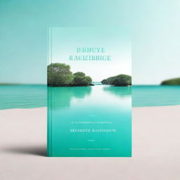 A book cover design featuring a serene lagoon