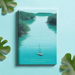 A book cover design featuring a lagoon scene viewed from above