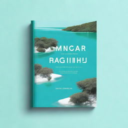 A book cover design featuring a lagoon scene viewed from above