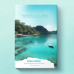 A book cover design featuring the panoramic view of Pianemo, Raja Ampat