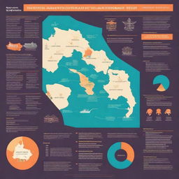 An infographic about the demography of Raja Ampat, including population distribution, age groups, gender ratios, and ethnic diversity