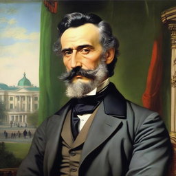 A detailed portrait of Alexander Sergeyevich Griboyedov, a famous Russian diplomat, playwright, and composer, set in the early 19th century