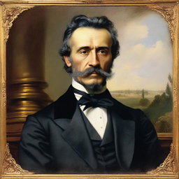 A detailed portrait of Alexander Sergeyevich Griboyedov, a famous Russian diplomat, playwright, and composer, set in the early 19th century