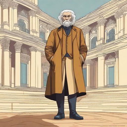 Create an illustration depicting a character from the early 19th century, reflecting the themes of dishonesty and hypocrisy