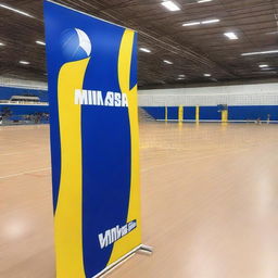 A 2x1 meter banner designed for brand exhibition on a volleyball court