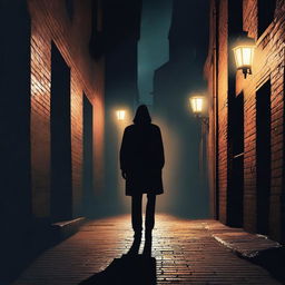 Create a mysterious character standing in a dark alley