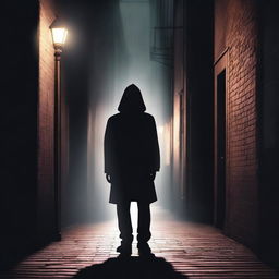 Create a mysterious character standing in a dark alley