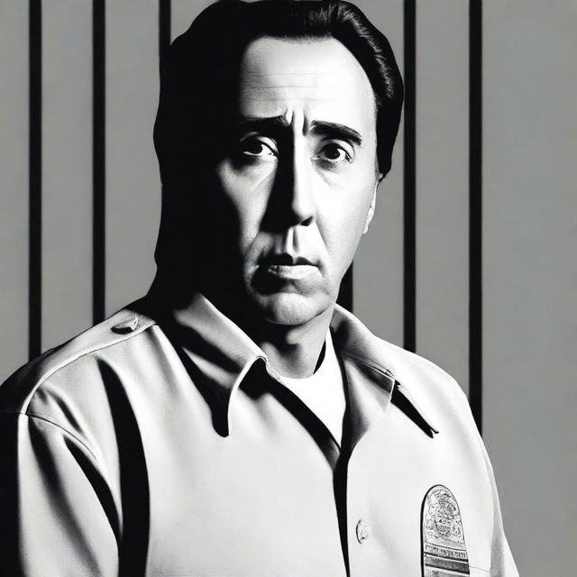 A movie poster featuring Nicolas Cage as a prison guard