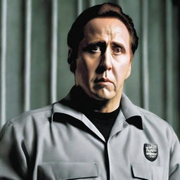 A movie poster featuring Nicolas Cage as a prison guard