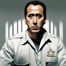 A movie poster featuring Nicolas Cage as a prison guard