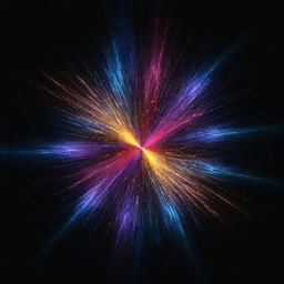 Dynamic visualization of vibrant, energetic particles, symbolizing the concept of dark matter energy