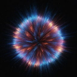 Dynamic visualization of vibrant, energetic particles, symbolizing the concept of dark matter energy