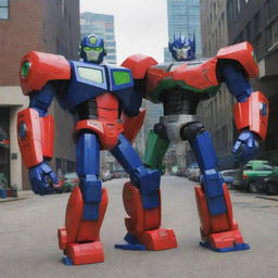 An innovative fusion of Ben 10 and Optimus Prime, highlighting prominent features from both characters